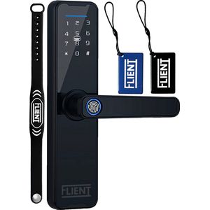 Flient® Smart Lock Advanced - Slimme Deurslot - Deurklink met Vingerafdruk - Met APP & WiFi - BlueTooth - Kantoor Slot - Zwart - Anti inbraak - TT lockApp