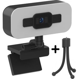 Rolio Webcam voor PC - 4K - Ultra HD - 8MP - Inclusief Tripod en Microfoon - Ringlamp - Universeel