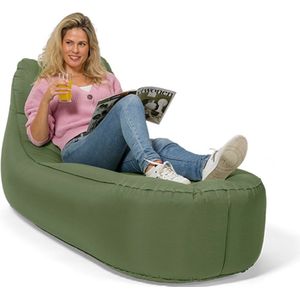 Mr. E-zy Lounger - Army Green - Zelf opblaasbaar - Zitzak - Inclusief krachtige Powerbank & Draagzak