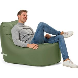 Mr. E-zy Chair - Army Green - Zelf opblaasbaar - Zitzak - Inclusief krachtige Powerbank & Draagzak