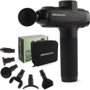 2BEHEALTHY Massage Gun Professioneel - Incl. 6 Opzetstukken - 30 Massage Standen - Massage Pistool - Massage Apparaat - Massagegun - Spier Massage - Spieren & Gewrichten - Zwart