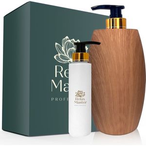 Massage Olie Verwarmer - Licht Houtdesign - 250 ml Pompflacon