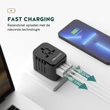 Nomadius World Plug - Schnelllade-Reisestecker - Weltstecker - Reiseadapter - 2 USB C - 2 USB A - Schnellladegerät - 200+ Länder -