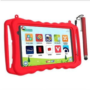 DEPLAY Kids Tablet SMART - Kindertablet - Ouder Control App - 5000 Mah Batterij - Touchscreen Pen & Beschermhoes – Rood - Android 13-8 Inch