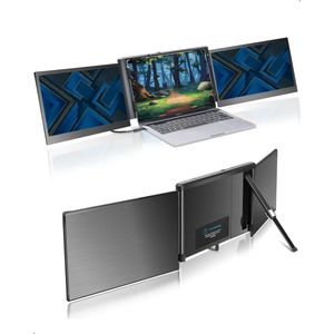 Tech Vision - Portable Monitor - Gaming Monitor - Extra beeldscherm laptop - Draagbare Monitor - Tri Screen - Draagbaar scherm voor laptop - Voor 13.3-17.3 inch laptops - Windows/MacOs -USB C/USB A - 1 kabel aansluiting - Full HD - Model 2024