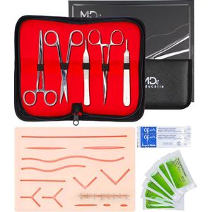 Meducatie Hechtset Geneeskunde - Hechten oefenen - Hechtset Chirurgisch - Naaldvoerder - Hechtpad - Imitatiehuid