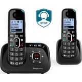 Amplicomms BigTel1582 Senioren draadloze duo huistelefoon voor de vaste lijn | Extra handset | Antwoordapparaat | Luide oproeptonen | Ongewenste bellers blokkeren | 3 directe geheugen toetsen | Handsfree | Grote toetsen | Gehoorapparaat compatibel