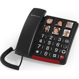 Amplicomms Bigtel 40 Plus Zwart | Vaste Telefoon Senioren | 6  Grote Toetsen | Gehoorapparaat Compatibel