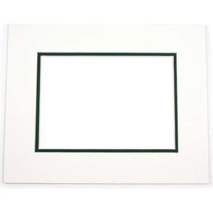 Passepartout Dubbeldik Wit/Donker Groen 40,6x50,8cm met 27x34,6cm Venster (10 stuks)