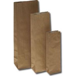 Eco Blokbodemzakjes Bruin Kraft Papier Vetvrij 105x65x280mm - 100 st