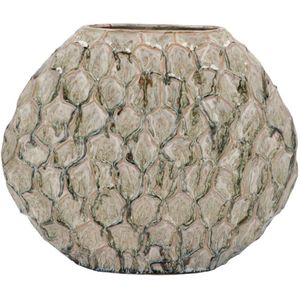 Moderne en grote decoratieve vaas bloemenvaas gemaakt van keramiek wit/ zilver hoogte 35 cm