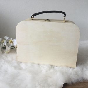 Houten Koffertje - Buitenmaat 230x169x90mm - Leren Handvat