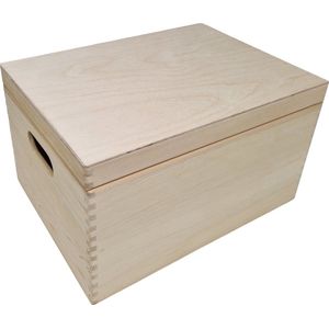 Houten Opbergkist met Klepdeksel 40cm X 30cm X 23cm