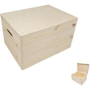 Grenen - Opbergkist - Hout - Klepdeksel - 40x30x23cm