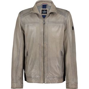DNR - Lange Mouw Jas - Grijs - Leder - Regular Fit - 2 Steekzakken