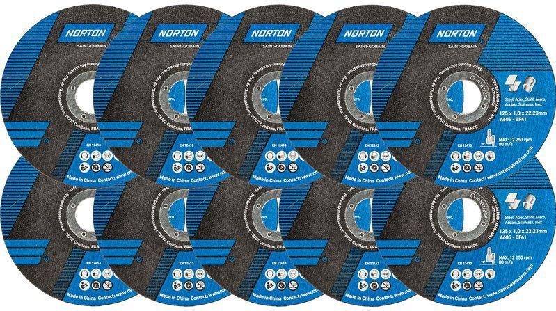 Norton - Doorslijpschijf - 125 mm - Staal/Inox - 10 Stuks