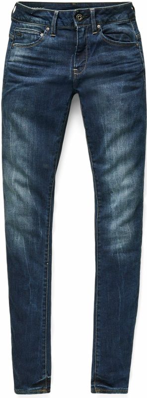 Midge - Zip Mid Waist Skinny Jeans - Blauwzwart - Denim met Stretch