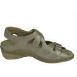 Durea - Durea Comfort Sandaal - Taupe/Zilver - Leder - Klittenband