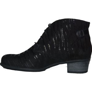 Durea 9603 - Half Hoog Dames Veterlaarsje - Zwart - Leer
