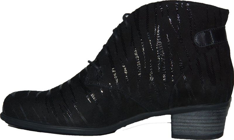 Durea 9603 - Half Hoog Dames Veterlaarsje - Zwart - Leer