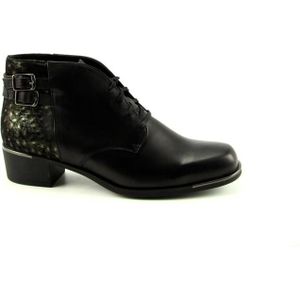 Durea - 9691 - Enkellaarzen - Zwart - Leer - Vetersluiting