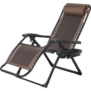 Brulo - ligstoel tuin - ligstoelen - strandstoel opvouwbaar - tuinstoel - incl tafel en hoofdkussen – rattan