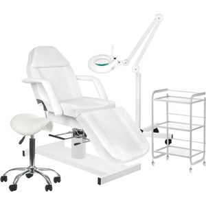 MBS Behandelstoel volledige set - Professioneel - Manicure - Pedicure - Gezichtsbehandeling - wit - Incl. Hoes - Loeplamp - tafel - kruk(4)