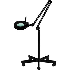 Loeplamp - LED - rolstatief - zwart - 5 dioptrieën - vergrootglas - ledlamp