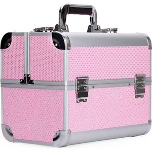 Aluminium Koffer roze met strass