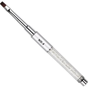 Gel-Penseel Zilver # 4 met steentjes - Nail Brush - Gel penseel -Nagel Penselen - Nagel Gel - Nagel Kwasten