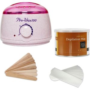 Waxapparaat starterset 100Watt -Wax Ontharen Apparaat - Ontharingsset - Waxverwarmer -Creme/Roze
