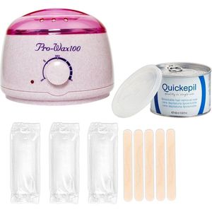 Waxapparaat starterset 100Watt - creme/roze - 60 strips, harsblik