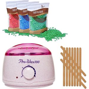 Waxapparaat starterset 100Watt-creme/roze-ontharen-wax beans-wax verwarmer