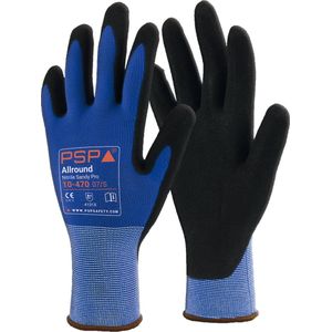 12x 12 paar - Werkhandschoenen PSP 10-470 Allround Top Nitrile Sandy, Blauw (per doos van 12x 12 paar), maat 11