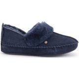 Warmbat - Barrine - Pantoffel - Dk Navy - Suède - Merino Schapenwol