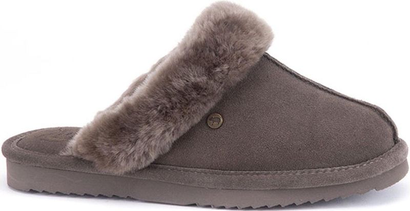 Warmbat - Lismore - Pantoffels - Bruin/Wit - Suède - Merino Schapenwol