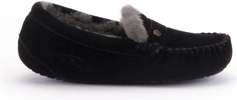 Warmbat - Nowra - Pantoffel - Zwart - Suède - Rubber Zool