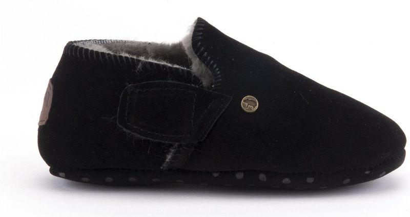 Warmbat - Paroo - Unisex Sloffen - Zwart - Dichte Kinder Slof met Klittenband