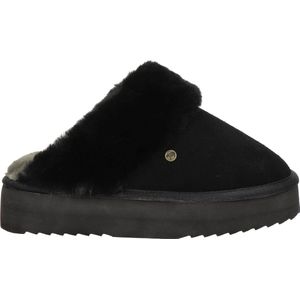 Pantoffel Warmbat Women Flurry Suede Plateau Black Black-Schoenmaat 38