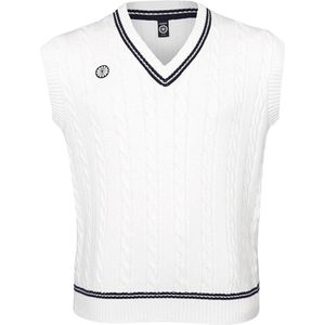The Indian Maharadja - Sleeveless Cable Knit Vest - Bright White - Viscose Polyester Nylon