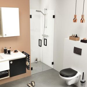 Sealskin - I AM - Nisdeur - Pendeldeuren - Mat Zwart - Helder Glas - Antikalk