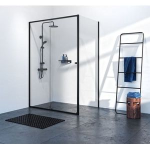 Sealskin - Douchedeur + Zijwand Contour 140 X 200cm - Zwart Profiel - 6 Mm Helder Glas | Douche