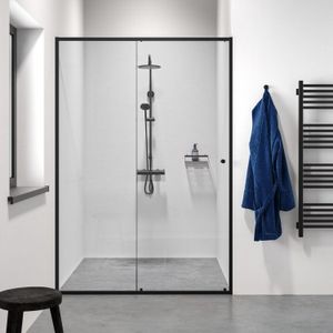 Sealskin Contour schuifdeur voor nis , 200 hoog, zwart, 6 helder veiligheidsglas