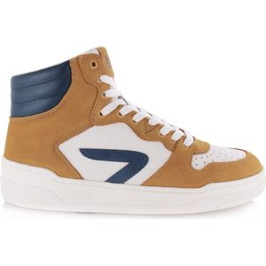 HUB - Court-Z High L70 - Sneakers - Wit - Leer - Geel/Bruin