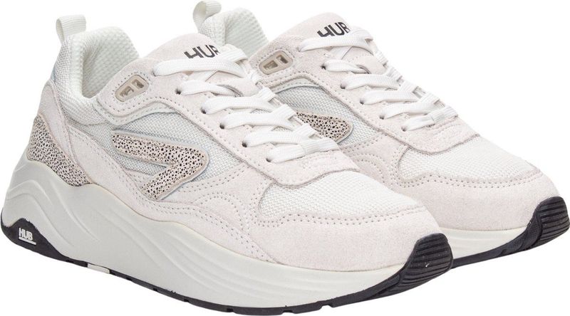 Hub - Glide S46 - Lage Sneakers - Gebroken Wit - Suède en Nylon