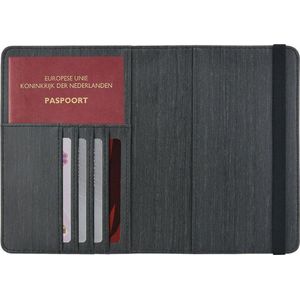 Goodline® - Paspoorthoesje / Paspoorthouder - D1 - Houtpatroon Zwart