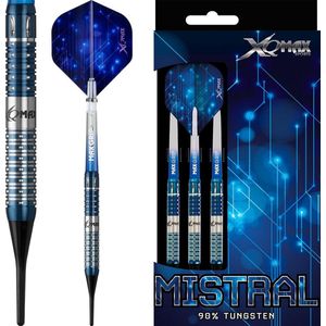 XQMax Dartpijlen Mistral 90% Softtip 18 Gr Zilver/blauw