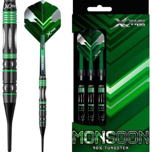 XQMax Dartpijlen Monsoon 90% Softtip 18 Gr Zwart/groen