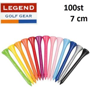 100 Houten Gekleurde Golf Tees 7 cm
