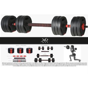 XQ Max 30 kg Dumbbell & Barbell - 3-in- 1 - Verstelbaar MET stang